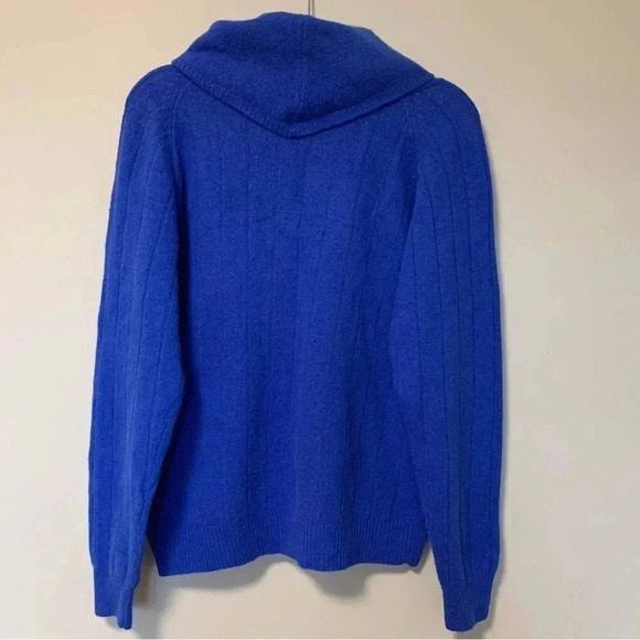 Carriage court vintage lambswool angora blend blue cable knit ribbed sweater - Picture 5 of 5